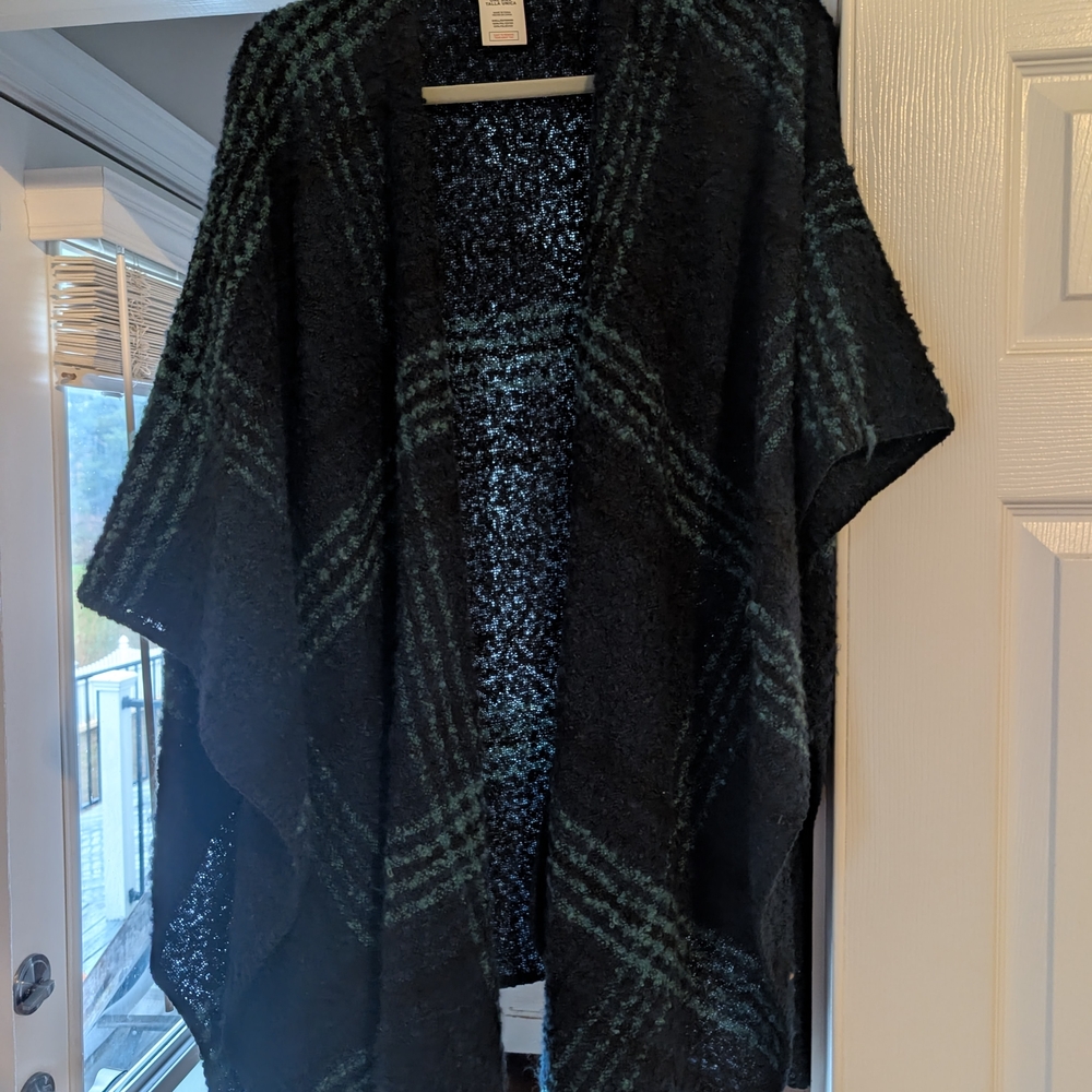 Woolrich Blue and Green Textured Cape